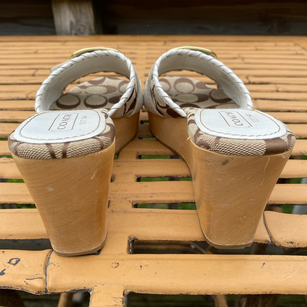 Coach wedge sandals. White and khaki size 6 - Picture 3 of 5